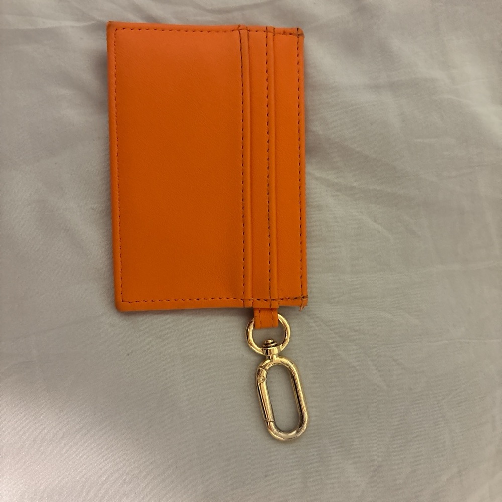 Steve Madden Vibrant Orange Card Holder with Gold Keyring - Picture 2 of 2